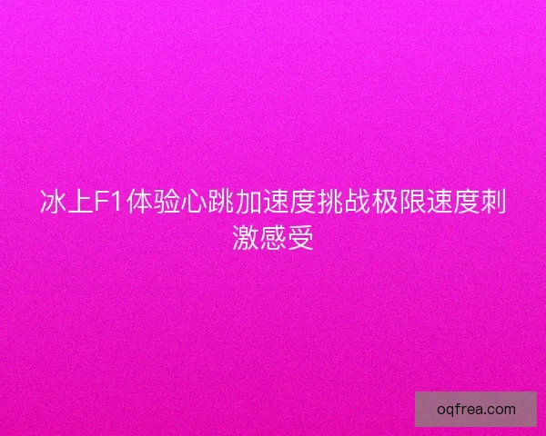 冰上F1体验心跳加速度挑战极限速度刺激感受